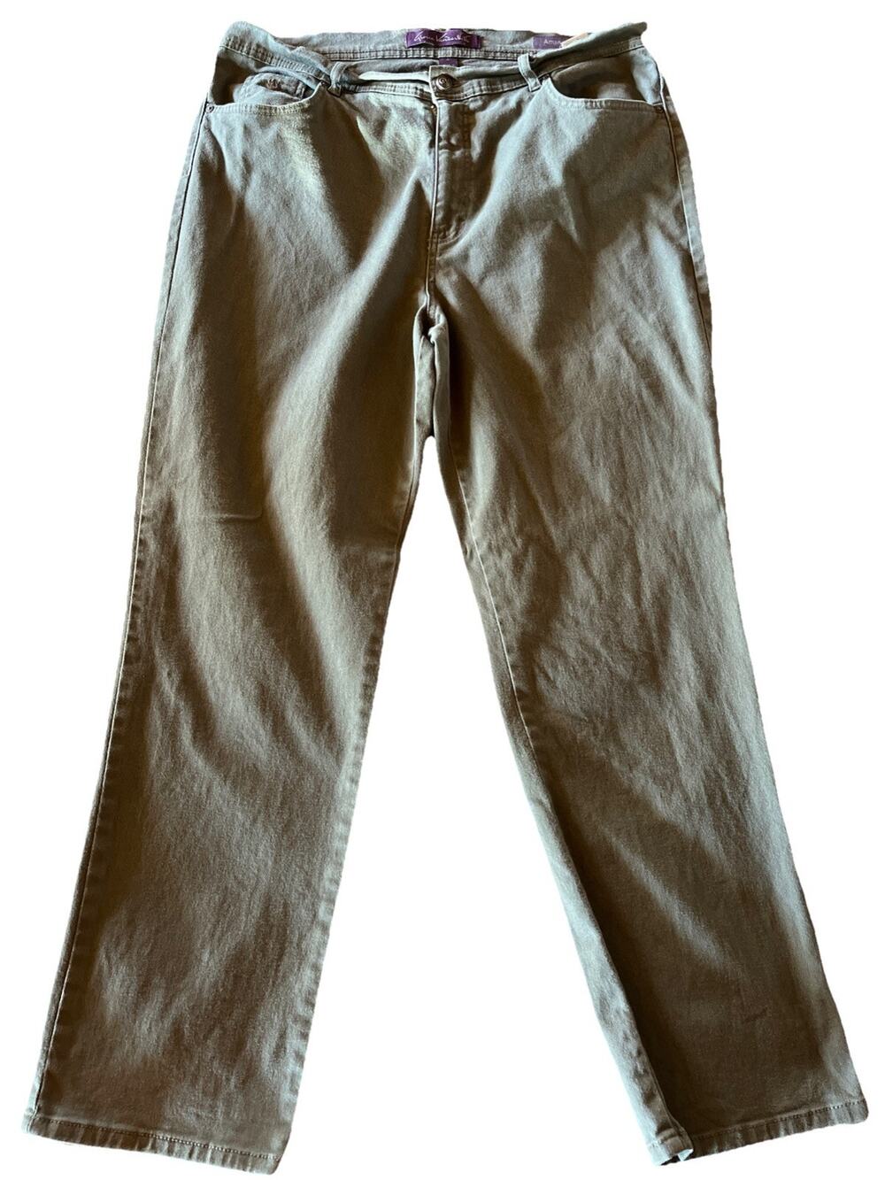 Gloria Vanderbilt Jeans Plus size 18 36x30 Long Amanda Tan Straight Canvas Gray
